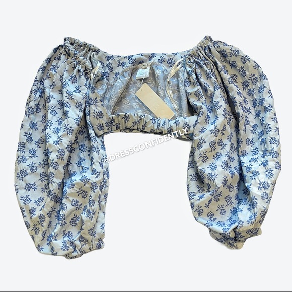 SOLD Loéil Barzio Jacquard Floral Open Back Top - Picture 8 of 10